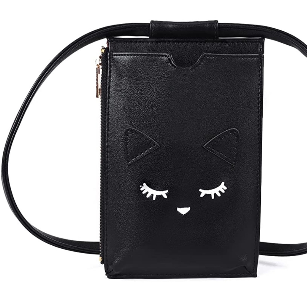 NEW Cute Black Cat Cell Phone Purse with Card Slots